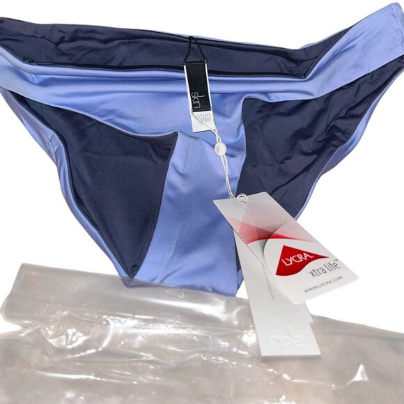 skin NEW NWT perwiwinkle and navy blue reversible ?bathing suit bikini bottoms M - Picture 2 of 2